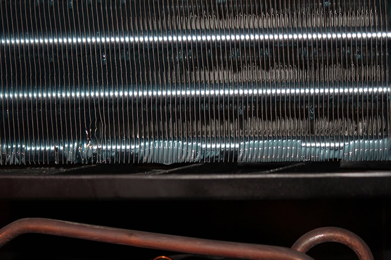 A close-up view of evaporator or condenser coils.